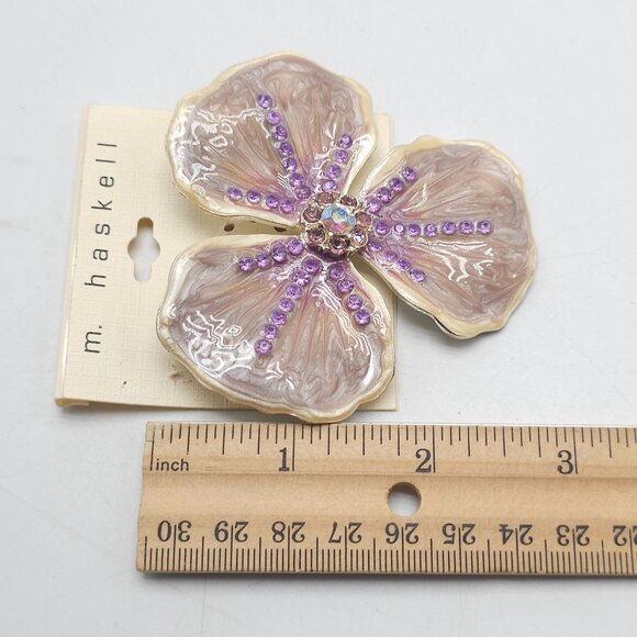 M. Haskell Large Purple Floral Orchid Rhinestone Brooch - Picture 4 of 4